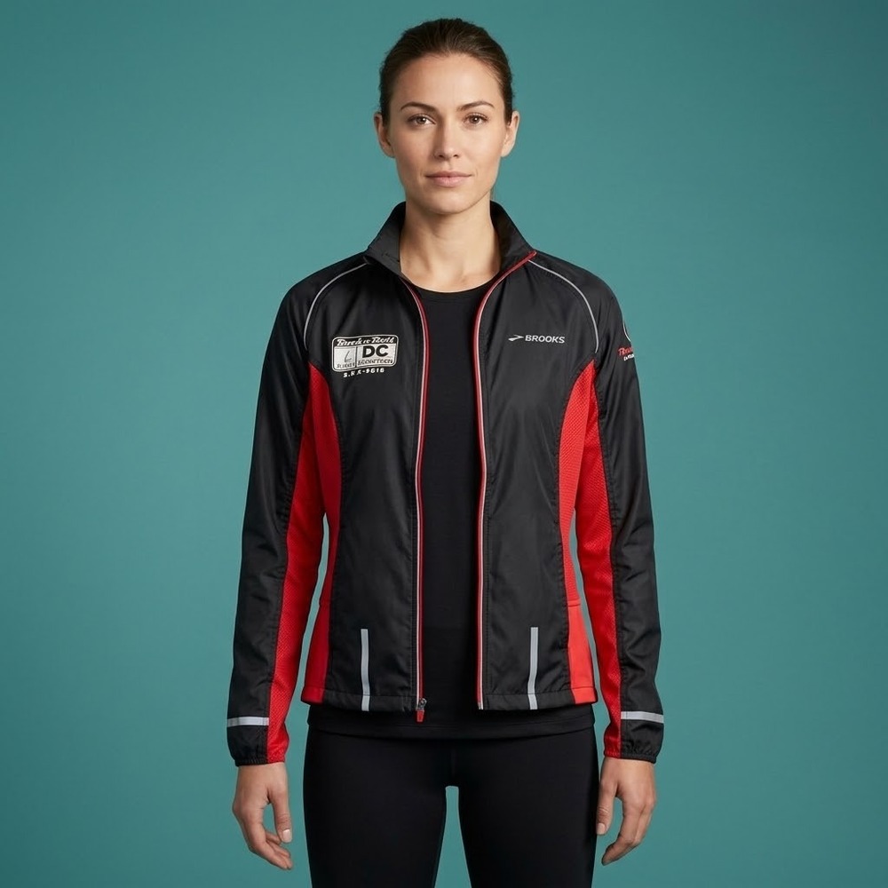 Brooks Rock n Roll DC Marathon Full Zip Running Jacket Ladies S Black EUC